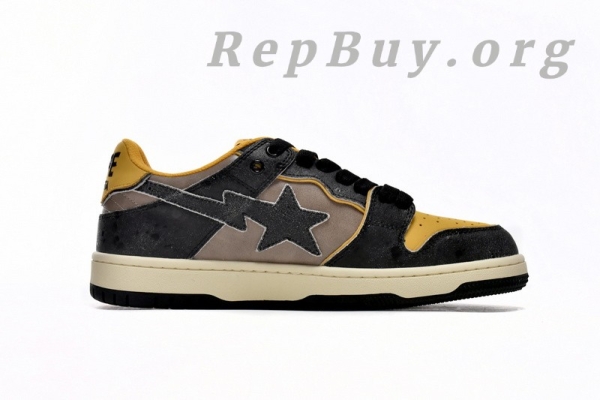 A Bathing Ape Bape Sk8 Sta Low Make old Black and Yellow 1120-291-021 - 图片 3