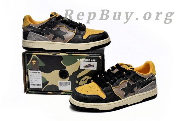 A Bathing Ape Bape Sk8 Sta Low Make old Black and Yellow 1120-291-021 - 图片 15