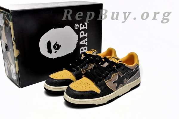 A Bathing Ape Bape Sk8 Sta Low Make old Black and Yellow 1120-291-021 - 图片 16