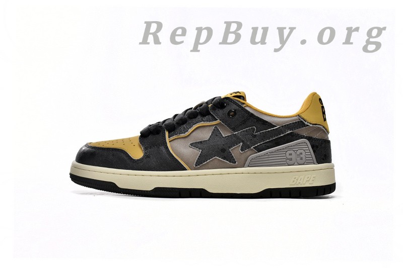 Best A Bathing Ape Bape Sk8 Sta Low Make old Black and Yellow 1120-291-021 Replica
