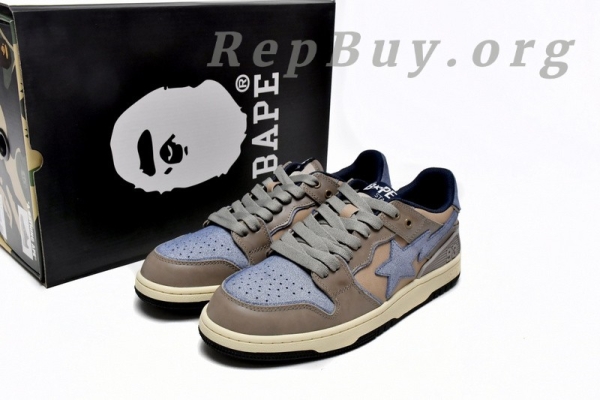 A Bathing Ape Bape Sk8 Sta Low Make old Khaki Blue 1120-291-019 - 图片 16