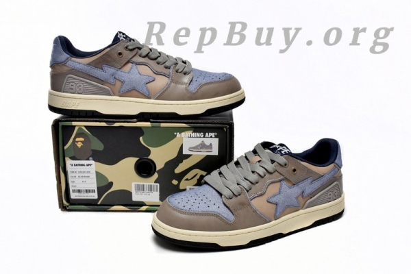 A Bathing Ape Bape Sk8 Sta Low Make old Khaki Blue 1120-291-019 - 图片 15