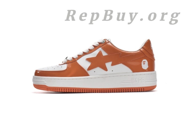 A Bathing Ape Bape Sk8 Sta Low White Orange 1G70-109-0017 - Image 2