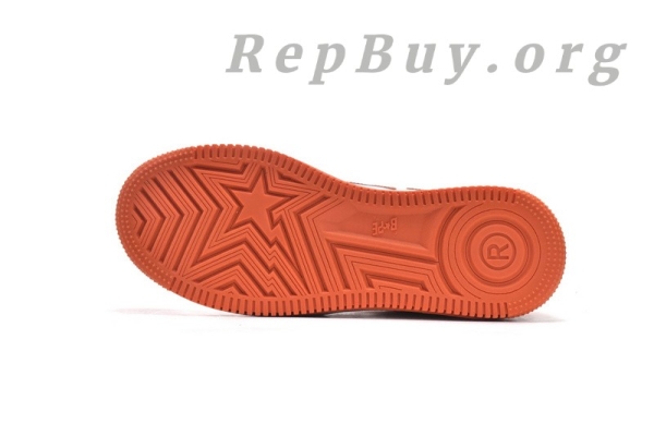A Bathing Ape Bape Sk8 Sta Low White Orange 1G70-109-0017 - Image 5
