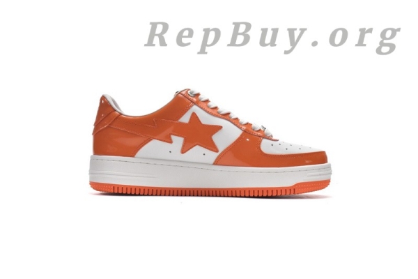 A Bathing Ape Bape Sk8 Sta Low White Orange 1G70-109-0017 - Image 3