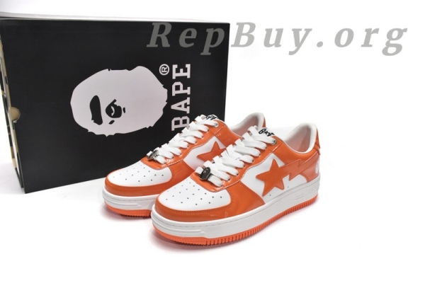 A Bathing Ape Bape Sk8 Sta Low White Orange 1G70-109-0017 - Image 17