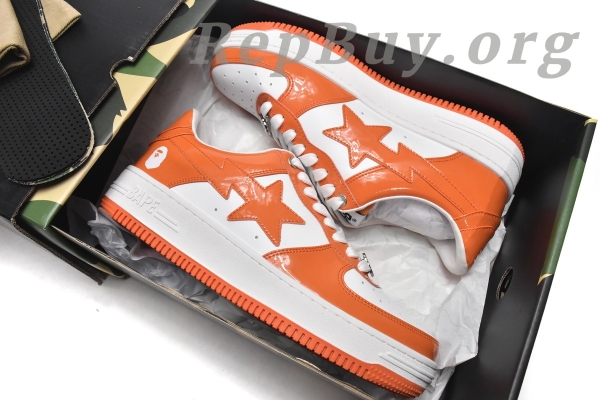 A Bathing Ape Bape Sk8 Sta Low White Orange 1G70-109-0017 - Image 18