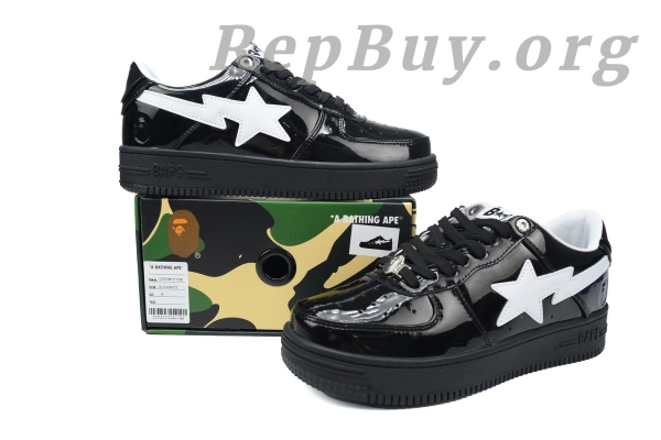A Bathing Ape Bape Sta #2 Black Patent 0ZXSHW 291 302M - 图片 12