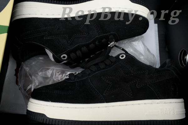 Bape Sta Black Suede, High Quality Replica Bape Shoes, 1:1 Bape Sta Sneakers, Best Bape Replica, A Bathing Ape Copy, Premium Bape Sta Black, Luxury Replica Sneakers