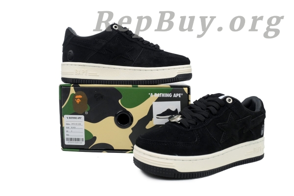 Bape Sta Black Suede, High Quality Replica Bape Shoes, 1:1 Bape Sta Sneakers, Best Bape Replica, A Bathing Ape Copy, Premium Bape Sta Black, Luxury Replica Sneakers