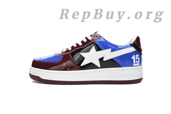 Bape Sta Low Baijiu, Bape red blue sneakers, high quality replica Bape shoes, 1H22-191-027, best Bape Sta copy, A Bathing Ape dupes, premium replica sneakers