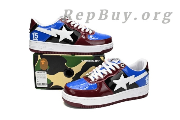 Bape Sta Low Baijiu, Bape red blue sneakers, high quality replica Bape shoes, 1H22-191-027, best Bape Sta copy, A Bathing Ape dupes, premium replica sneakers