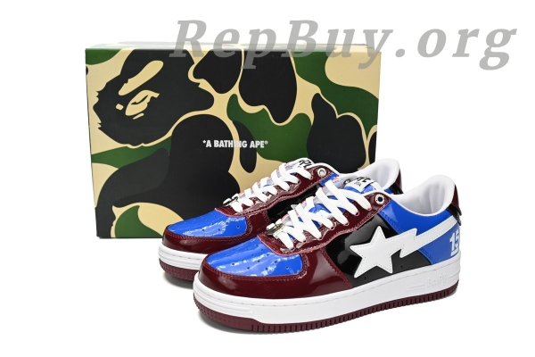 Bape Sta Low Baijiu, Bape red blue sneakers, high quality replica Bape shoes, 1H22-191-027, best Bape Sta copy, A Bathing Ape dupes, premium replica sneakers