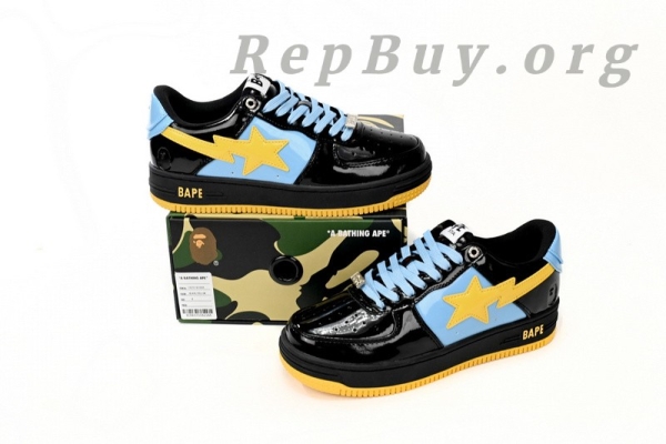 A Bathing Ape Bape Sta Low Black, Blue, And Yellow 1H20 191 046 - Image 14