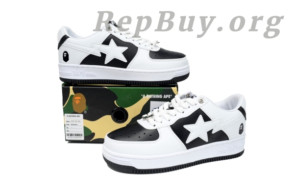 Bape Sta Low Black And White, high quality Bape replica, best Bape shoes replica, A Bathing Ape sneakers copy, OZXSH W291 328 replica, 1:1 Bape Sta Low, premium Bape knockoff, perfect Bape shoes duplicate