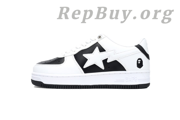 Bape Sta Low Black And White, high quality Bape replica, best Bape shoes replica, A Bathing Ape sneakers copy, OZXSH W291 328 replica, 1:1 Bape Sta Low, premium Bape knockoff, perfect Bape shoes duplicate