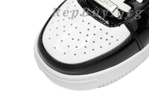 Bape Sta Low Black and White Shark, high quality replica Bape shoes, best Bape Sta Low copy, 1:1 Bape sneakers, A Bathing Ape replica, premium Bape Sta Low knockoff, exact copy Bape shoes, flawless Bape Shark design, top tier replica sneakers, Bape 1H30-191-009 dupe