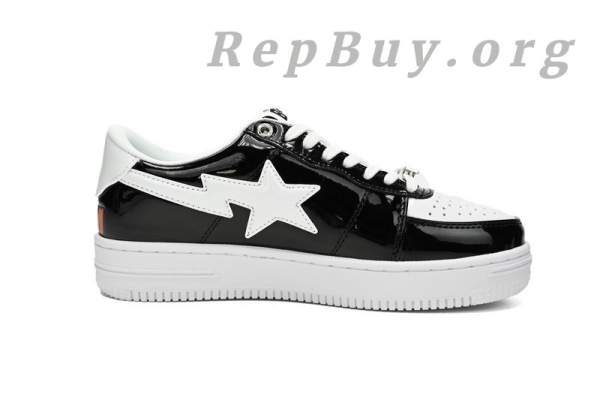 Bape Sta Low Black and White Shark, high quality replica Bape shoes, best Bape Sta Low copy, 1:1 Bape sneakers, A Bathing Ape replica, premium Bape Sta Low knockoff, exact copy Bape shoes, flawless Bape Shark design, top tier replica sneakers, Bape 1H30-191-009 dupe