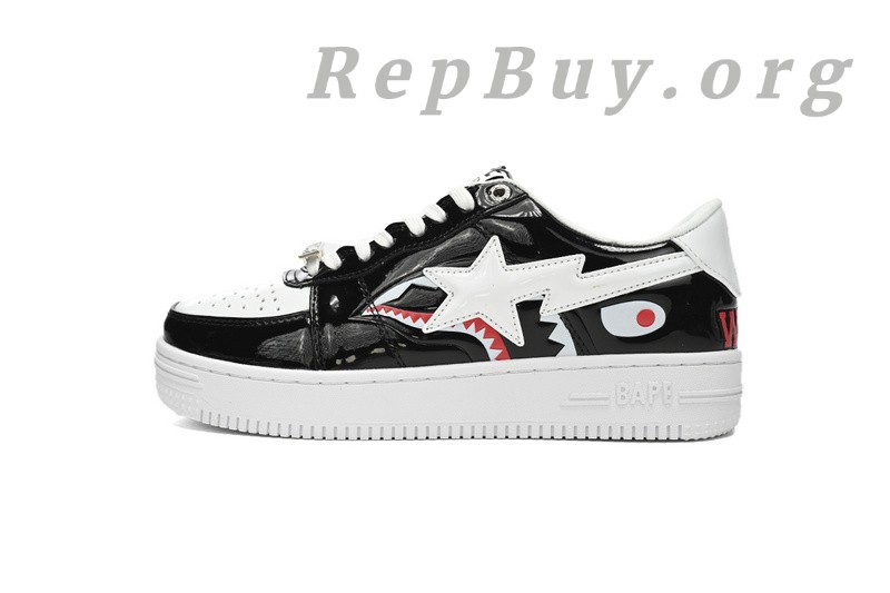 Best A Bathing Ape Bape Sta Low Black and White Shark 1H30-191-009 Replica