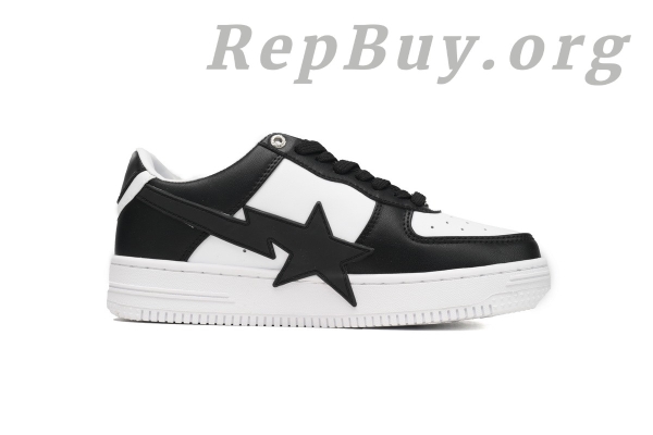 Bape Sta Low Black And White, High Quality Replica Bape Shoes, Bape Sta OZXSH W291 306M, Best Bape Sneakers Replica, 1:1 Bape Star Shoes, A Bathing Ape Sta Low Copy