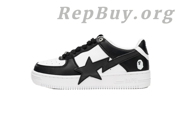 Bape Sta Low Black And White, High Quality Replica Bape Shoes, Bape Sta OZXSH W291 306M, Best Bape Sneakers Replica, 1:1 Bape Star Shoes, A Bathing Ape Sta Low Copy