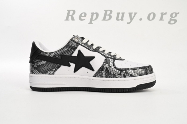 A Bathing Ape Bape Sta Low Black Black Snake Skin 1180 191 009 - Image 3