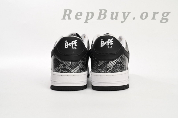 A Bathing Ape Bape Sta Low Black Black Snake Skin 1180 191 009 - Image 4