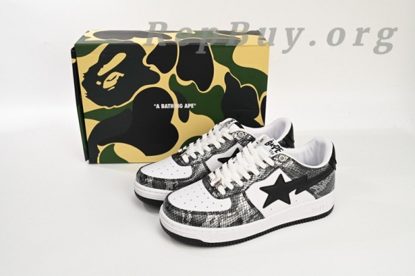 A Bathing Ape Bape Sta Low Black Black Snake Skin 1180 191 009 - Image 10