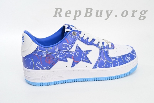 A Bathing Ape Bape Sta Low Black Blue Color Spray Painting 1H73 191 913 - Image 9