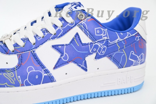A Bathing Ape Bape Sta Low Black Blue Color Spray Painting 1H73 191 913 - Image 8