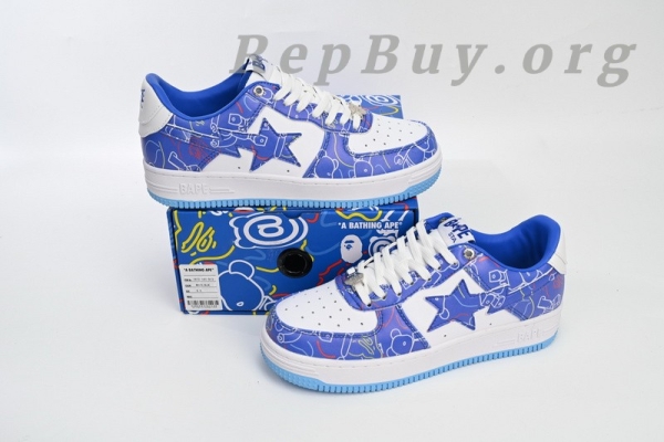 A Bathing Ape Bape Sta Low Black Blue Color Spray Painting 1H73 191 913 - Image 14
