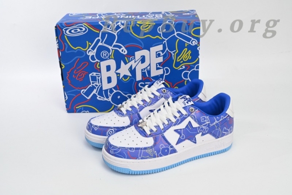 A Bathing Ape Bape Sta Low Black Blue Color Spray Painting 1H73 191 913 - Image 15