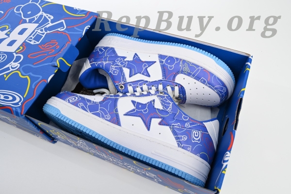 A Bathing Ape Bape Sta Low Black Blue Color Spray Painting 1H73 191 913 - Image 16