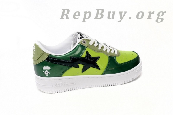 A Bathing Ape Bape Sta Low Black Green Mirror Surface 1H20 190 046 - Image 9