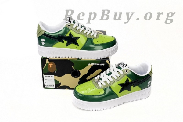 A Bathing Ape Bape Sta Low Black Green Mirror Surface 1H20 190 046 - Image 14