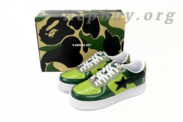 A Bathing Ape Bape Sta Low Black Green Mirror Surface 1H20 190 046 - Image 15