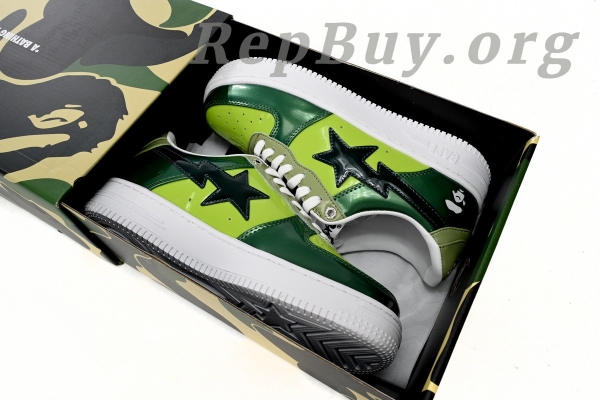 A Bathing Ape Bape Sta Low Black Green Mirror Surface 1H20 190 046 - Image 16