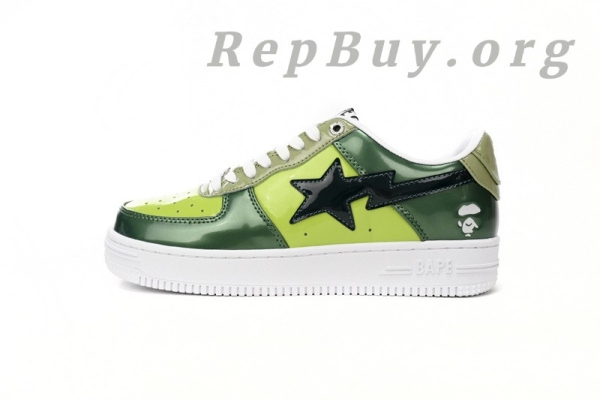 A Bathing Ape Bape Sta Low Black Green Mirror Surface 1H20 190 046