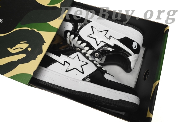 A Bathing Ape Bape Sta Low Black White Panda 1H70-191-001 - 图片 12