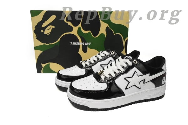 A Bathing Ape Bape Sta Low Black White Panda 1H70-191-001 - 图片 14