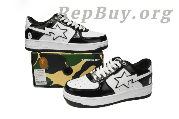 A Bathing Ape Bape Sta Low Black White Panda 1H70-191-001 - 图片 13