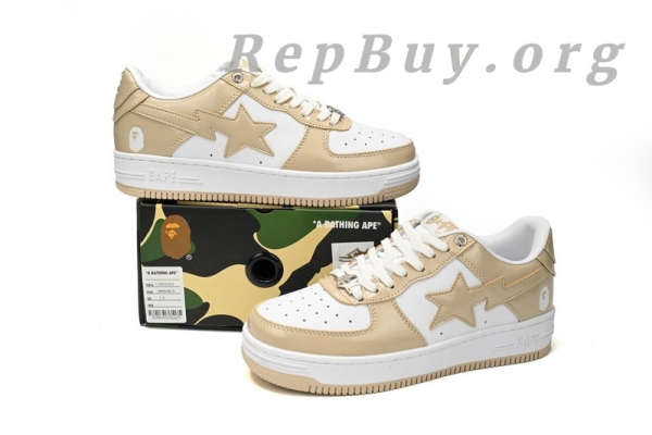 Bape Sta Low, Bape Shoes, Bape Sta Low Brown White, High Quality Replica Bape, Mirror Surface Bape, 1170-191-022, Bape Sneakers, Best Bape Replica, Bape Sta Low Replica, A Bathing Ape Shoes