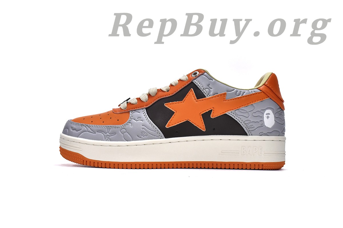 Best A Bathing Ape Bape Sta Low Grey Orange 001FWH701002_ORG_A Replica