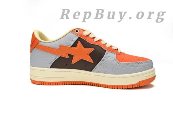 Bape Sta Low Grey Orange Red, Bape Shoes Replica, High Quality Bape Sneakers, 1H70-291-002 Reps, Best Bape Sta Copy, A Bathing Ape Fake Shoes, Premium Bape Replica