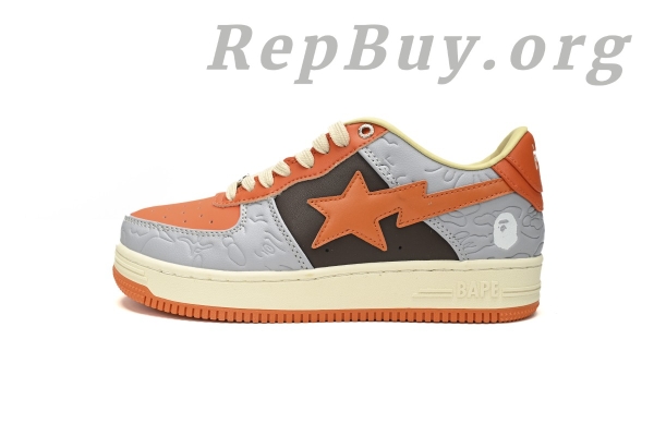 Bape Sta Low Grey Orange Red, Bape Shoes Replica, High Quality Bape Sneakers, 1H70-291-002 Reps, Best Bape Sta Copy, A Bathing Ape Fake Shoes, Premium Bape Replica