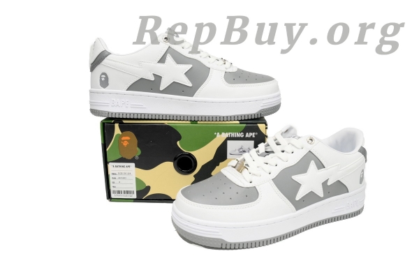 Bape Sta Low Grey White, Bape Shoes Replica, High Quality Bape Replica, Bape Sta OZXSH W291 328, Best Bape Sneakers Copy, 1:1 Bape Sta Low, A Bathing Ape Reps, Premium Bape Replica Shoes