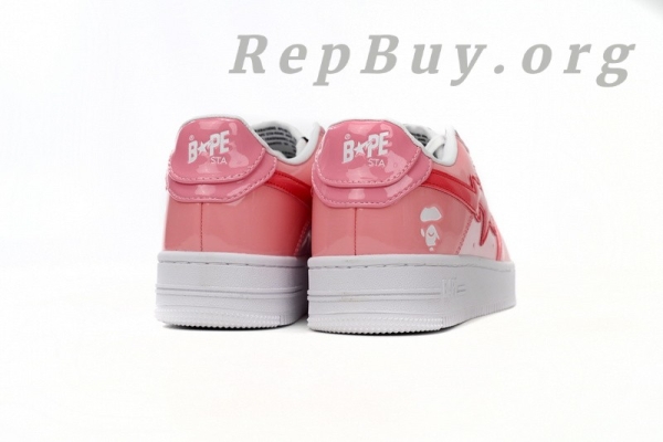 A Bathing Ape Bape Sta Low Pink Paint Leather 1H2-019-1046 - Image 4