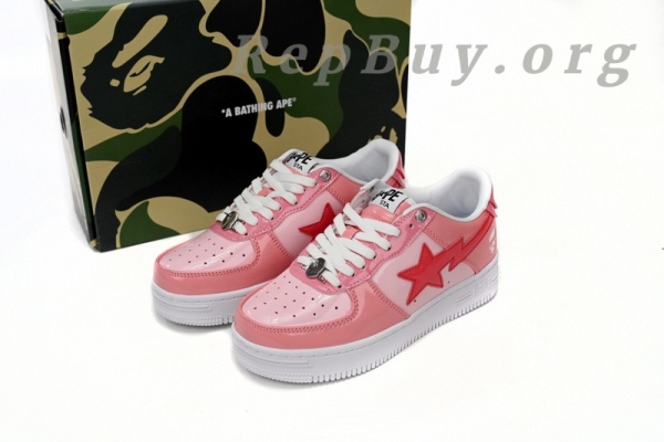A Bathing Ape Bape Sta Low Pink Paint Leather 1H2-019-1046 - Image 14