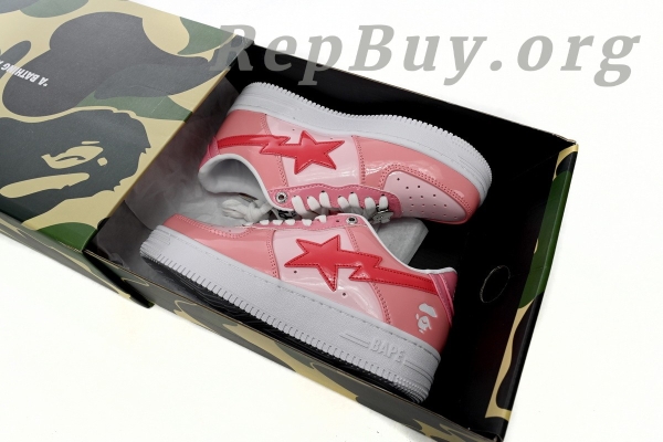 A Bathing Ape Bape Sta Low Pink Paint Leather 1H2-019-1046 - Image 15