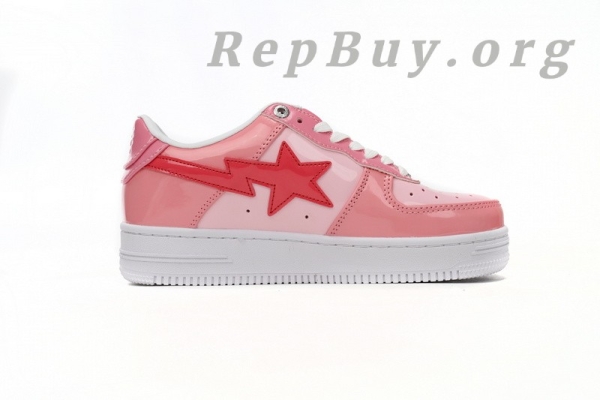 A Bathing Ape Bape Sta Low Pink Paint Leather 1H2-019-1046 - Image 3